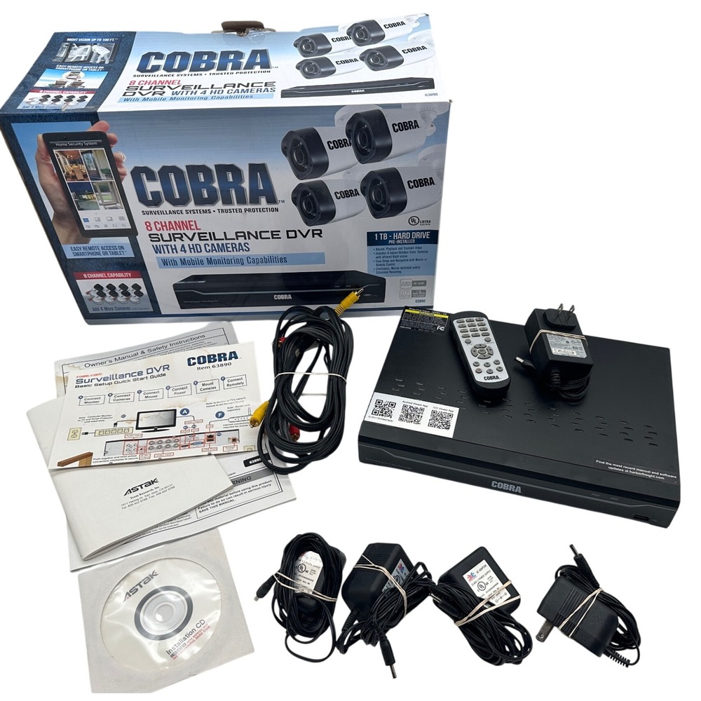 Cobra 8 Channel Surveillance DVR 63890 1TB HDD 1080p Black No Cameras Included